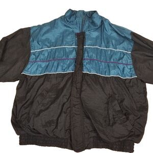 Men's Lightweight Jacket Lined Windbreaker M Sport Blue and Black Size Large